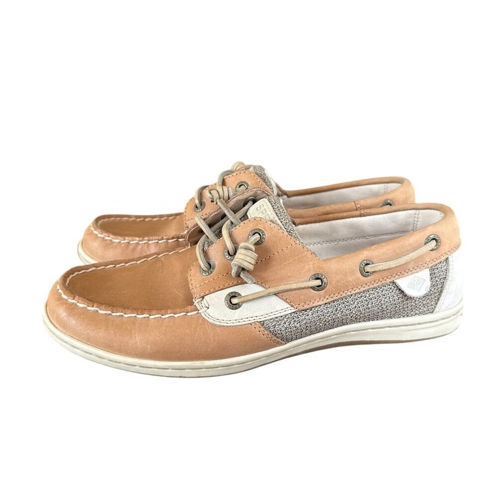 Sperry Women's Songfish Boat Shoe in Linen/ Oat Brown Size 8.5 Women's Preppy